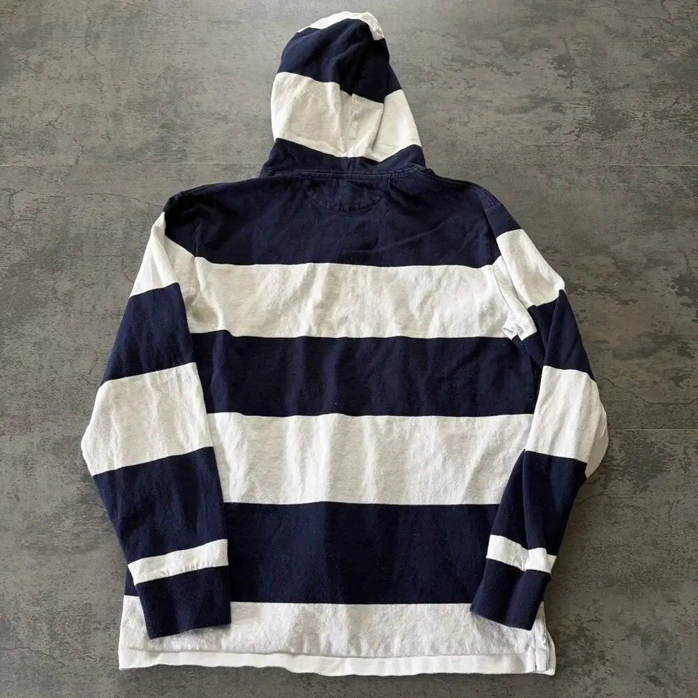 Mens Polo Ralph Lauren Polo Bear Striped Pullover Rugby Hoodie Size S